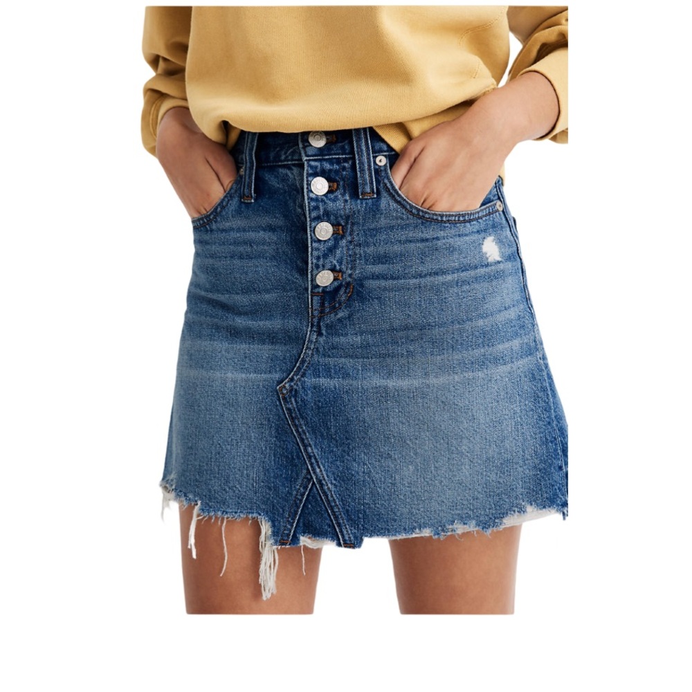 Madewell NWT Rigid Denim A-Line Mini Skirt Size 28 - Picture 1 of 12